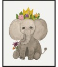 Barntavla Elefant med blommor